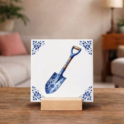 Delftsblauw Tegeltje 11x11 Schep – Tuinliefhebber Cadeau