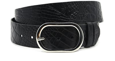 Dames afhangriem zwart croco - 5 cm breed - Leer - Brede riem - Stoer - Maat 90