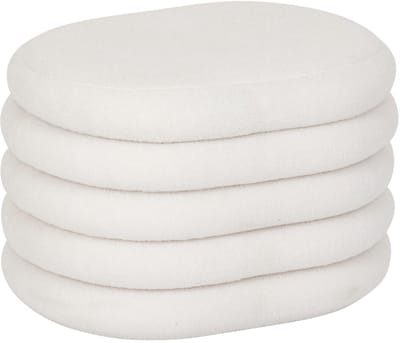 Atmosphera Poef Giulia - wit - boucle/teddy - 59 x 45 cm - met opbergruimte - hocker