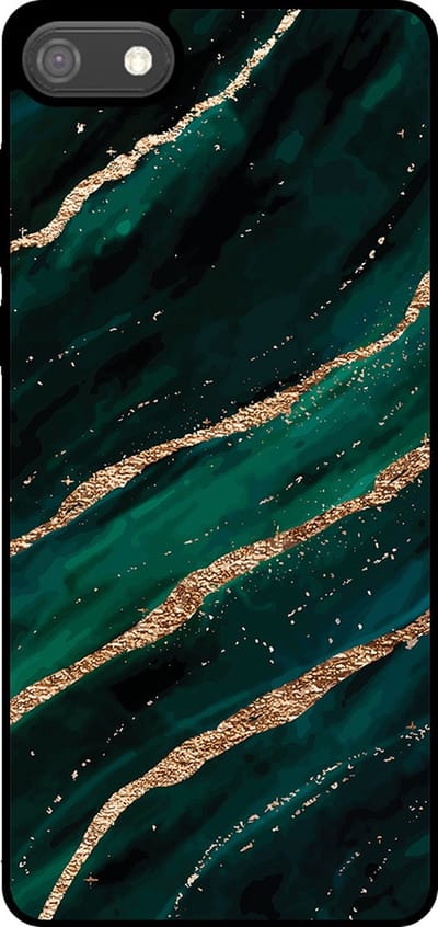 Smartphonica Telefoonhoesje Geschikt voor Huawei Y5 (2018) met marmer opdruk - TPU backcover case marble design - Groen Goud geschikt voor Huawei Y5 (2018)