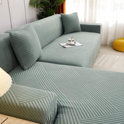 Housses de canapé en Jacquard extensible, couleur unie, anti-poussière, protection de canapé en forme de L pour salon et bureau 1 seater (90-140cm) gray