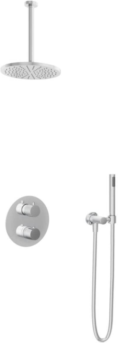 Hotbath Buddy - Inbouw Regendoucheset - Thermostatisch - Plafondbuis 30 cm - Hoofddouche 250 mm - Staafhanddouche - met 2-Weg Stop-Omstel - Waterbesparend - V01