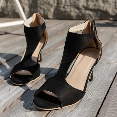 Chaussures pour femmes sandales grande taille bouche de poisson talons hauts loisirs de plein air chaussures à talons épais 37 noir