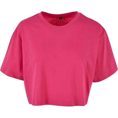 Build your Brand Ladies Short Oversized Tee BY264 - HIBISKUS PINK - S
