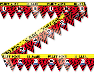 Q2P - Afzetlint - 18 Jaar - Verjaardag Versiering - Verkeersbord - Tape - 12 Meter - Feest Versiering