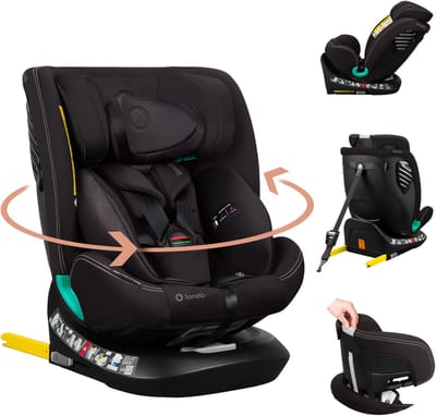 Lionelo Bastiaan One i‑Size Autostoel – 4-in-1 ISOFIX & Top Tether – Achterwaarts & Voorwaarts – 360° Draaibare EasyTurn Basis – Verstelbare Hoofdsteun & Memory Foam – 40–150 cm – Lange Gebruik & Hoog Veiligheidsniveau