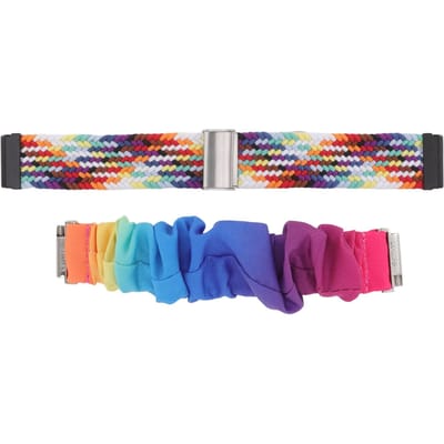 2 stuks Vervangende Geweven Horlogeband Kleurrijk Verstelbare Maat Elastische Haarband Horlogeband voor Fitbit Versa blue