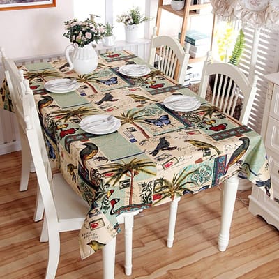 Vlinder Vogels Kokosboom Decoratief Tafelkleed Katoenen Tafelkleed Eettafelkleed Voor Keuken Huisdecoratie 60X60 CM (2pcs)