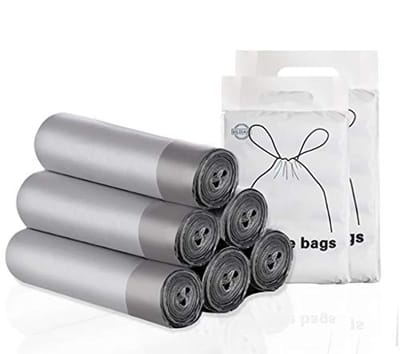SnelShoppen - 75 Stuks Vuilniszakken 10-15L - Sterke Trekkoord Vuilniszakken 45x50 cm - Ongeparfumeerd Voor Keuken, Tuin, Kantoor - 5 Rollen