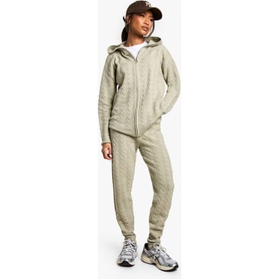 boohoo Dames Zacht kabelgebreid trainingspak met zip-through capuchon | Stone | Maat: Small