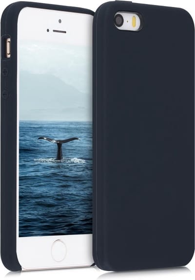 kwmobile telefoonhoesje geschikt voor Apple iPhone SE (1.Gen 2016) / iPhone 5 / iPhone 5S - Hoesje met siliconen coating - Smartphone case in bosbesblauw