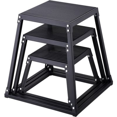 VEVOR 3-Delige Plyometrische Springboxen, 305/458/609 Mm Plyometrische Box Zwart, Antislip Fitnessoefening Step-Up Boxset voor Thuisfitnesstraining, Conditionerende Krachttraining, Springtraining Draagbaar