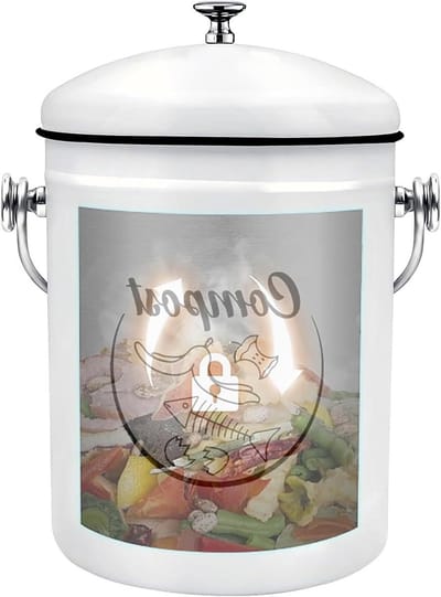 Compostbak Keuken - Afvalbak Tafel - Voedselresten Verzamelen - Roestbestendig Metaal - 5 Liter - Zwart