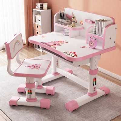 Kinderbureau met stoel - Studie set - Leren en knutselen - In hoogte verstelbaar - 101 cm breed - Multicolor