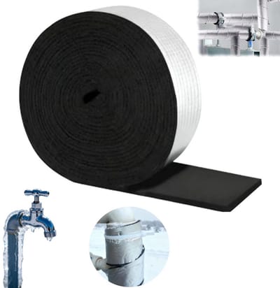 1 rol schuimisolatietape voor leidingen – 10 m x 5 cm – 5 mm dik – Isolatietape met schuimlaag voor verwarmingsbuizen – Voor isolatie en afdichting – Isolatie van rubber en kunststof voor motorkappen – Thermische en geluidsisolatie voor serres