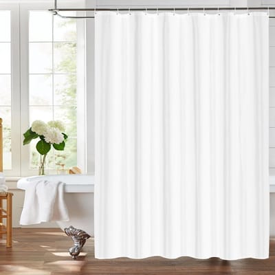 Waterdichte douchegordijn van polyester 180x200 cm, anti-schimmel, wasbaar en met 12 haken voor badkamer en badkuip