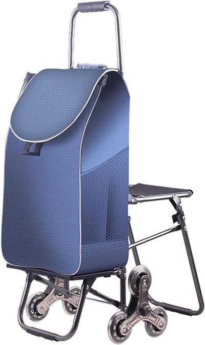 Vouwbare Winkelwagen - Boodschappentrolley met Zitje - Boodschappen Vervoeren - 6 Flexibele Wielen - 40 Liter - Paars