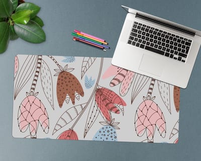 Coloray Bureau Onderlegger - Bloemencontour omtrek Onderlegger Bureau - 90 cm x 45 cm - Veelkleurig Bureau Onderlegger - Bureau Onderlegger Groot - Bureau Onderlegger XXL - Computer Mat - Bureau Pad