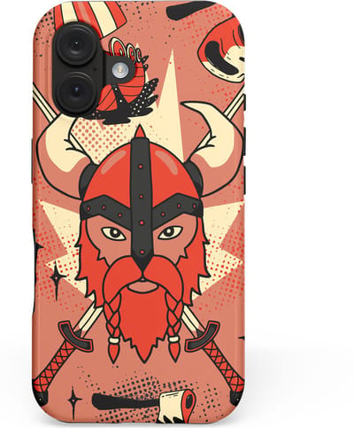 Casetastic hoesje geschikt voor Apple iPhone 16 - MagSafe - Dubbellaagse bescherming - Gehoornde Strijder - Fashion Case - Koraal Terracotta Taupe Donkergrijs