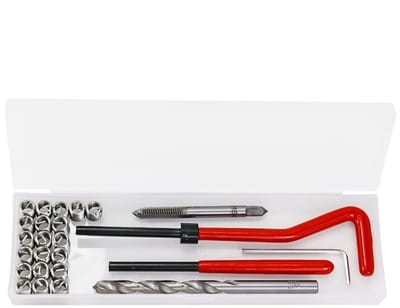 Dailygoods- Schroefdraad Reparatieset M4 - 25-delige Set - Transparante Kunststof Doos - Geschikt voor Staalmaterialen - Blinde Gatbewerking - Zelfvergrendelingstype - Draadreparatieset