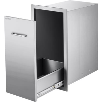 VEVOR Afvallade voor buitenkeuken BBQ Keukeneilanden, 344 x 498 x 655 mm (B x D x H), Opbergruimte voor binnen, Multifunctionele roestvrijstalen keukenladen voor propaangasflessen, Max. 25 kg (Geen afvalbakken)