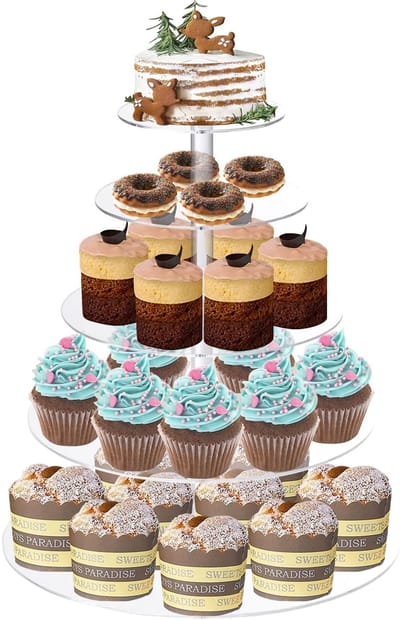 Dailygoods - 5 Tier Acryl Cupcake Stand - Herbruikbare Dessert Display voor Bruiloft en Verjaardag
