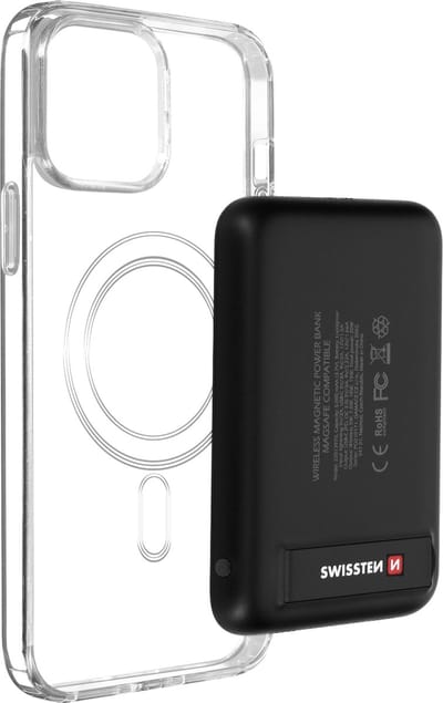 IPhone 13 Pro Max Hoes Transparant + Powerbank 5000 mAh Magsafe Swissten Transparant
