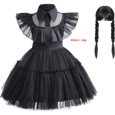 Costume Cosplay Famille Enfant Pour Filles Robe Noire Gothique Enfants Carnaval Halloween Fête d'Anniversaire Déguisements 1-6 Ans 110 4T gray