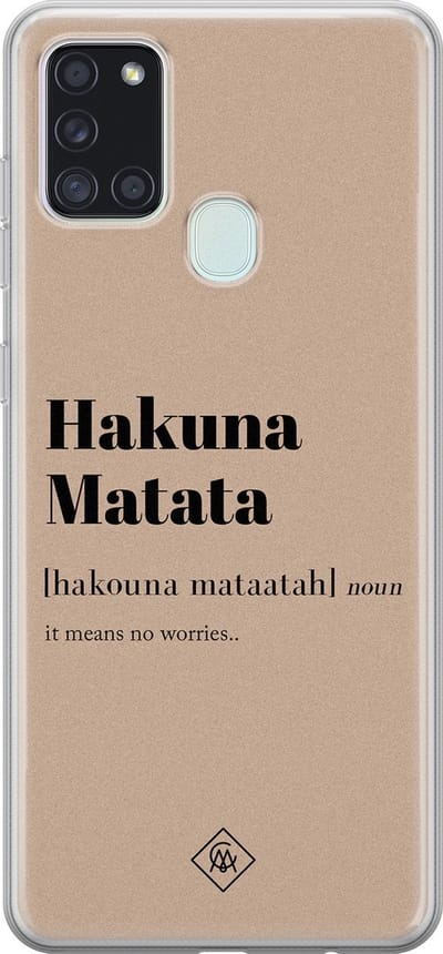 Casimoda® hoesje - Geschikt voor Samsung A21s - Hakuna Matata - Backcover - Siliconen/TPU - Blauw