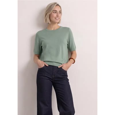 T-shirt met korte mouwen en ronde hals in effen kleur