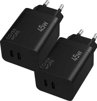 45w usb C adapter snellader oplader geschikt voor Samsung iPhone 17 16 15 14 13 12 s25 s24 s23 s22 s21 s20 - 2 stuks - Snel oplader - Zwart
