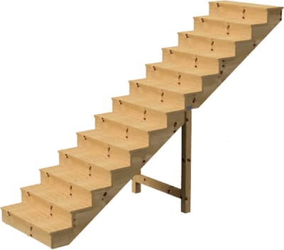 BERLIN Houten Buitentrap - 13 Gesloten Treden 224 cm Hoog - 160 cm Breed