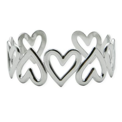 Marama - Bangle Grace Hearts Zilver - zilver plated - stainless steel - damesarmband - hartjes - chique - nikkelvrij