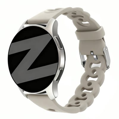 Bandz Universele Siliconen Horlogeband ‘Chains’(Lichtgrijs)geschikt voor 20mm horloges-Geschikt voor Samsung Galaxy Watch 7(40mm / 44mm), 6(Classic), 5(Pro), 4, FE, 3(41mm), Active, Polar Pacer, Unite, Ignite en Amazfit GTS 1/2/3/4, Bip 3 Pro, U Pro