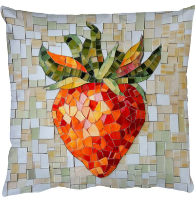 Sierkussens - Kussentjes Woonkamer - 50x50 cm - Aardbei - Rood - Mozaïek - Fruit