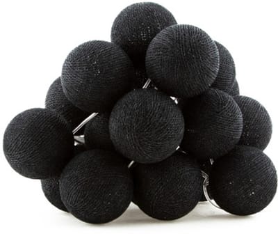 Cotton Ball Lights - LED lichtslinger voor binnen - Handgemaakt en Fairtrade - 20 lampjes - Black