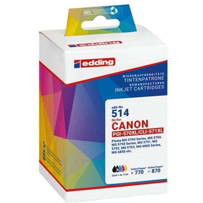 Edding Inktcartridge vervangt Canon PGI-570XL+CLI-571XL Compatibel Combipack Zwart, Cyaan, Magenta, Geel EDD-514 18-514-01