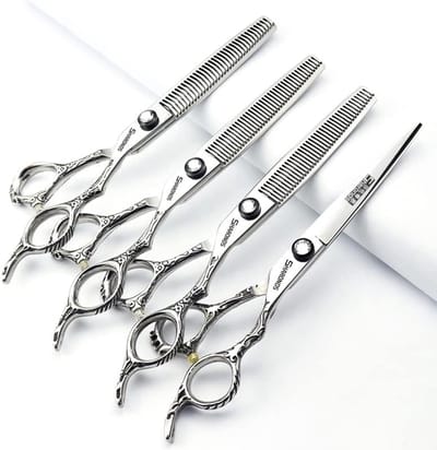 Professionele Kappersset - Scherpe Knippers - Haar Snijden - Ergonomisch Handvat - 6.5 Inch 4 Stuks - Zilver