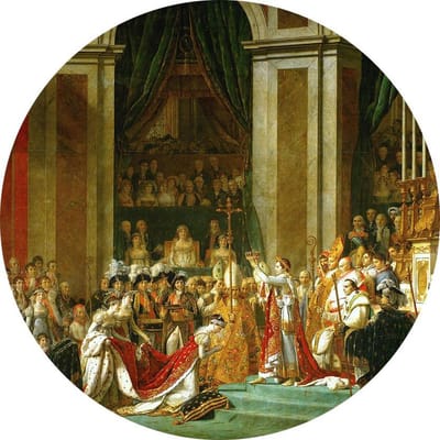 Inwijding van keizer Napoleon en kroning van keizerin Joséphine, Jacques-Louis David - Foto op Behangcirkel - ⌀ 100 cm