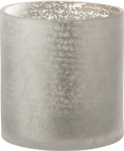 J-Line windlicht Cilinder Craquelé - glas - grijs - medium