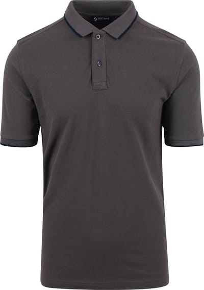 Suitable Respect Polo Tip Ferry Antraciet - Maat M - Heren - Polo shirt Heren met Korte mouw