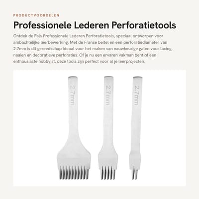 Dailygoods- Lederen Perforator Professioneel - 2.7mm Pons - Gereedschap voor Lederen Ambacht - Duurzaam Staal - 3 Stuks - Precisiewerk