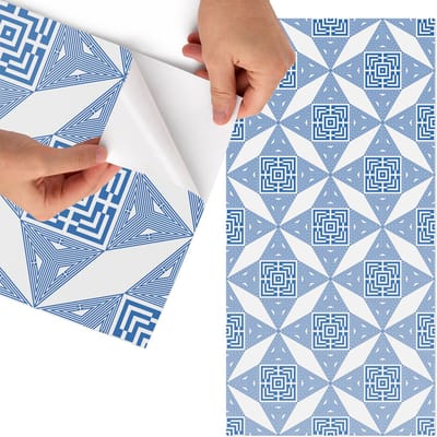 Tulup Meubelfolie - Grieks mozaïek Meubelfolie Zelfklevend - 65x130 cm - Blauw Meubelfolie - Meubelfolie Zelfklevend - Geometrische Meubelfolie - Wrapfolie Keuken - Wanddecoratie - Achtergronden en patronen