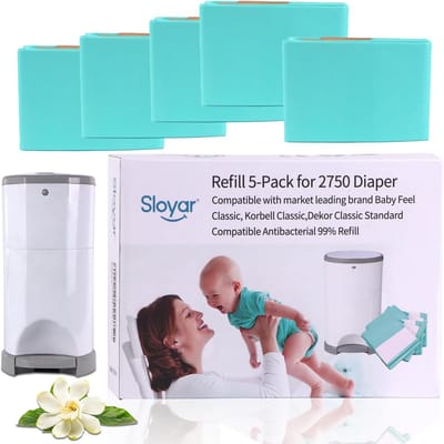 Navulbare luierzakken - Luieremmer vullingen - Frisse kinderkamer - Extra dik materiaal - 5 Pack - Hemelsgroen