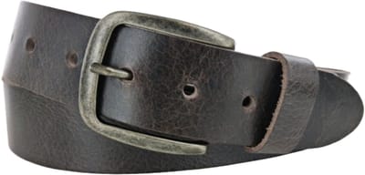 Leren Heren Riem | Buffellederen Heren Riem | Kleur: Bruin | 4cm breed | Donkere Gesp | Riemmaat: 85 (totale lengte: 100cm) | 100% echt leer | Nikkelvrije gesp