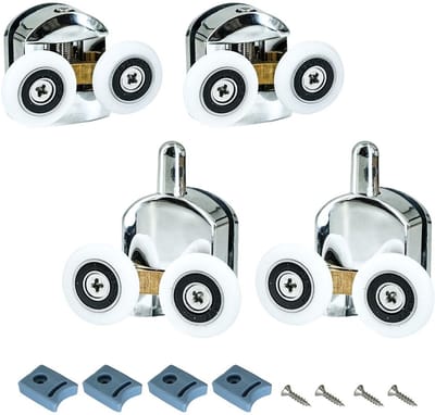 Dailygoods- Douchedeurwielen 23 mm - 4 Stuks - Verstelbare Rollen - Koper/Gegalvaniseerde Kunststoflegering - Stil en Slijtvast - Eenvoudige Installatie - Douchedeurrollen