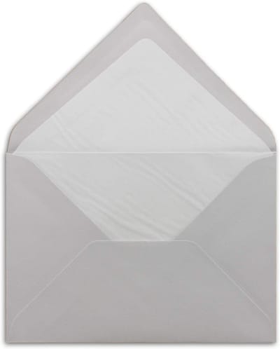 DIN B6 Enveloppen - Lichtgrijze Enveloppen - Kaarten Verzenden - Zijdevoering - 120 x 180 mm - Lichtgrijs