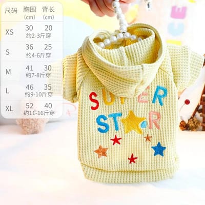 Huisdier Lente en Herfst Borduurwerk Hoed Hoodie Ster Jas Tractie Kleine Hond Teddy Huisdier Hond Onderhemd Puppy Kleding voor Kleine Honden XL