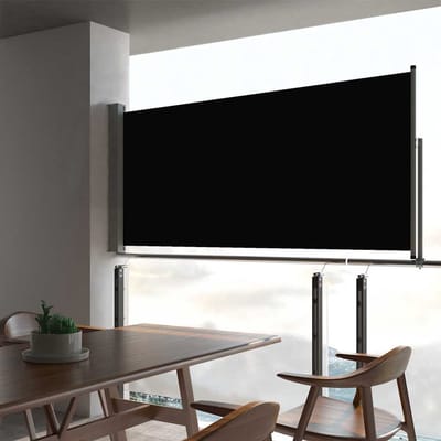 Intrekbaar Zijwindscherm - Zijluifel 60 x 300 cm - Zwart - Privacy Scherm voor Terras en Balkon - Windscherm met Automatisch Roll-back Systeem