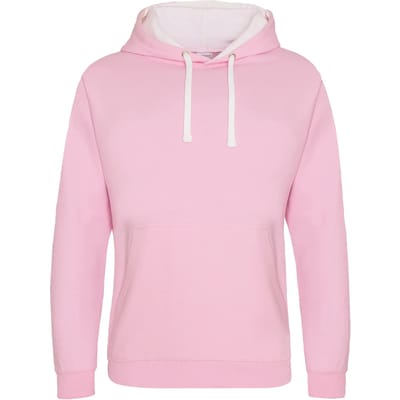 Just Hoods Varsity Hoodie JH003 - BABY PINK/ARCTIC WHITE - M